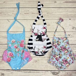 Bundle of 3 Baby Girl Infant Rompers